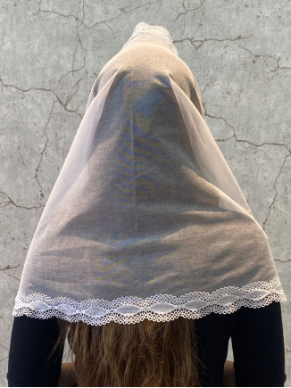 Véu Quadrado (com flores e strass)